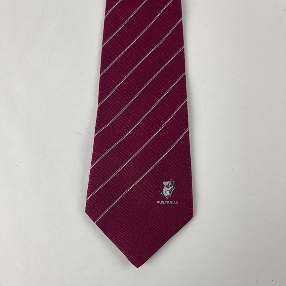 Australia Mens Tie Red Koala Striped - Picture 4 of 6